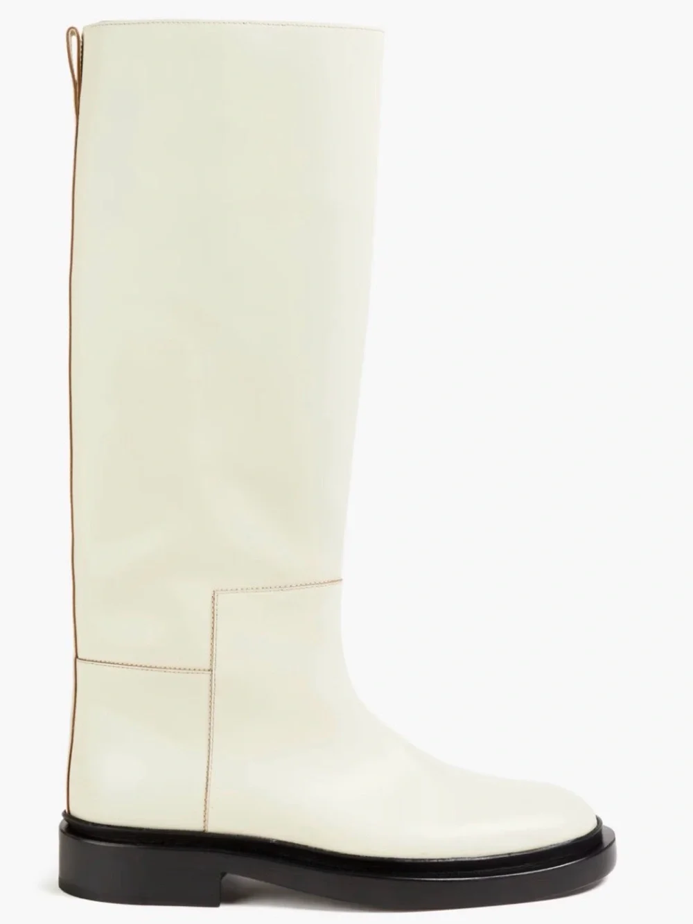 Jil Sander Cream Leather Over-the-Knee Boots